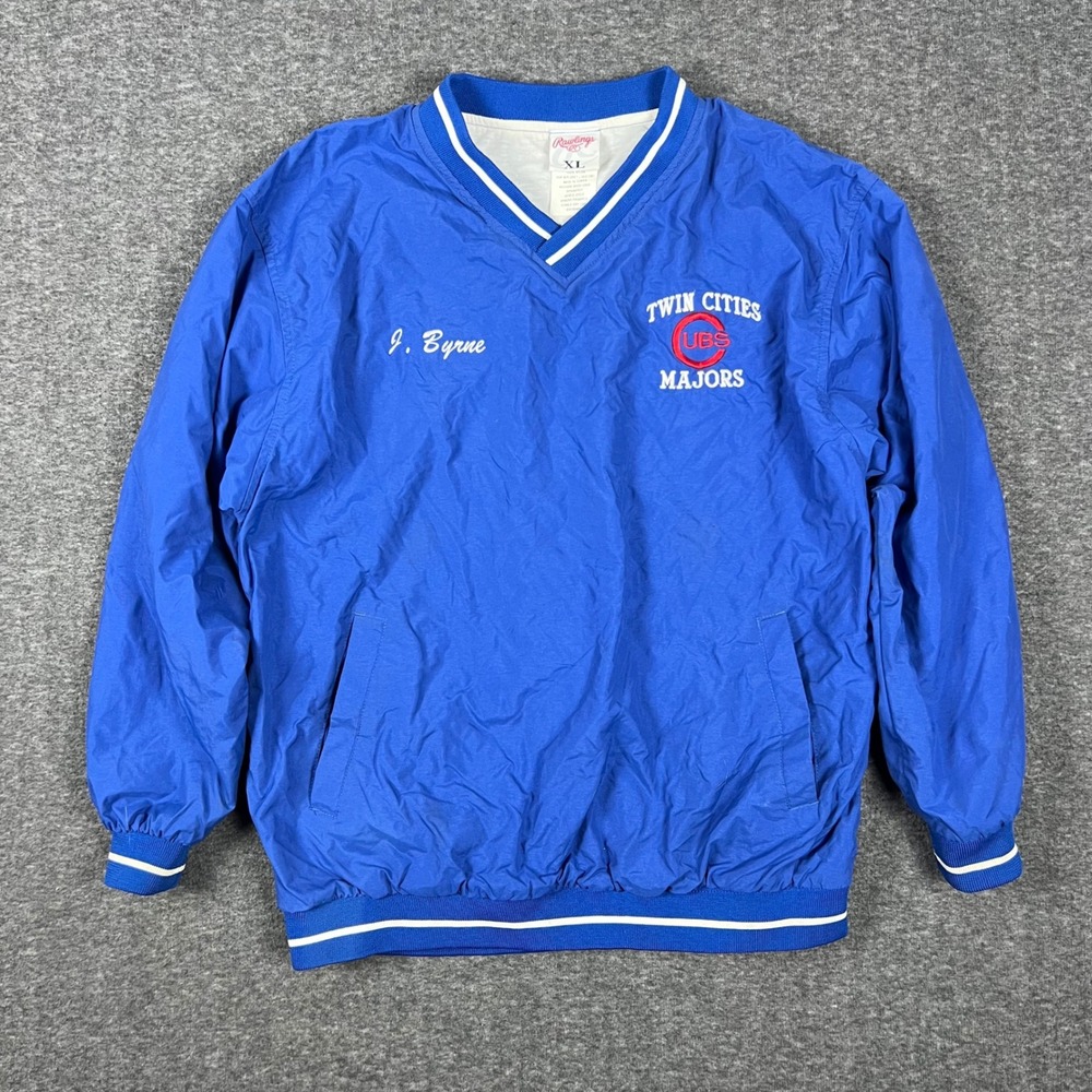 Twin Cities Majors Chicago Cubs J. Byrne Windbreaker Pullover Men XL Blue V-Neck